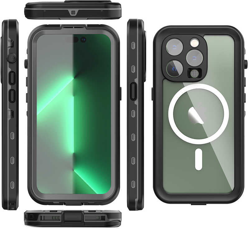 iPhone 14 Pro Uyumlu 1-1 Su Geçirmez Kılıf-Siyah