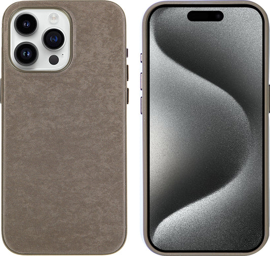 Apple iPhone 15 Pro Max Kılıf Mnc Mikro Fiber Mimoza Kapak-Kahverengi