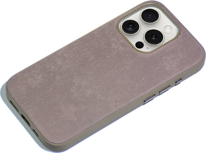 Apple iPhone 15 Pro Max Kılıf Mnc Mikro Fiber Mimoza Kapak-Kahverengi