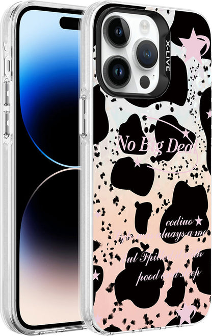 iPhone 14 Pro Max Uyumlu Mermer Desenli Mnc Marbello Kapak-Siyah-Beyaz