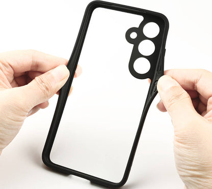 Galaxy S24 Kılıf Kamera Korumalı Şeffaf Arka Yüzey Mnc New Roll Kapak-Siyah