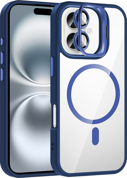 iPhone 16 Plus Kılıf Standlı ve Kamera Lens Hediyeli M-Safe Şarj Özellikli Mnc Etro Kapak - Laciver