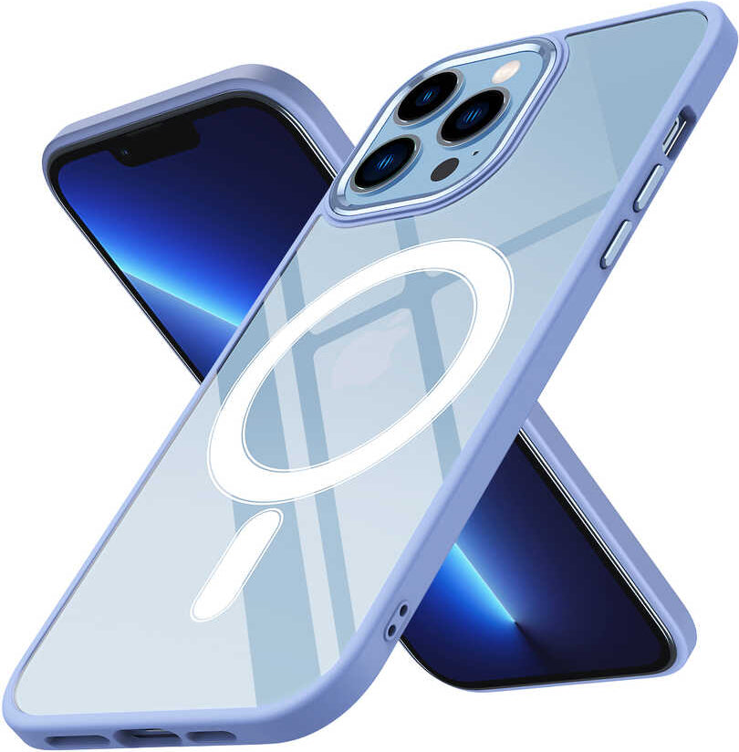 iPhone 13 Pro Uyumlu Wireless Şarj Özellikli Mnc Krom Magsafe Silikon Kapak-Lila