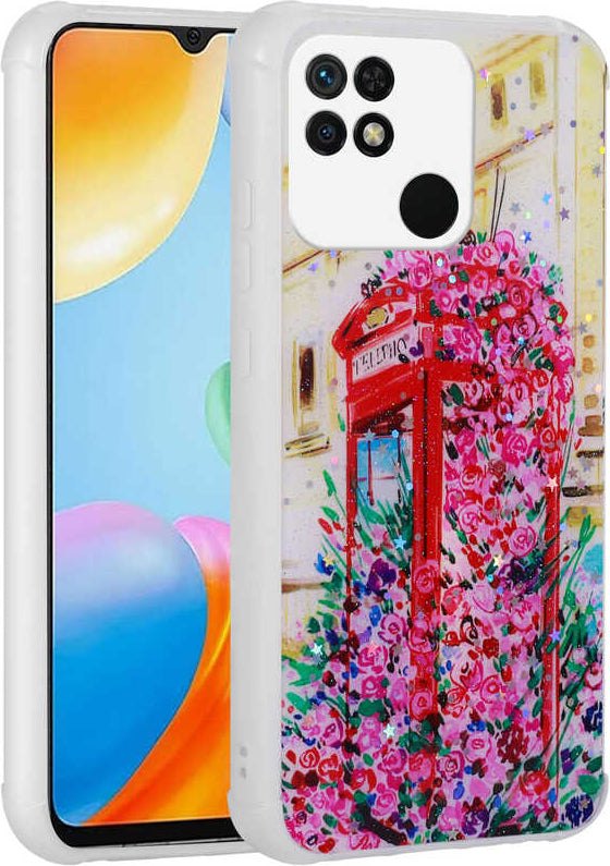 Xiaomi Redmi 10C Kılıf Simli Desenli Kamera Korumalı Parlak Mnc Popy Kapak-Kulübe