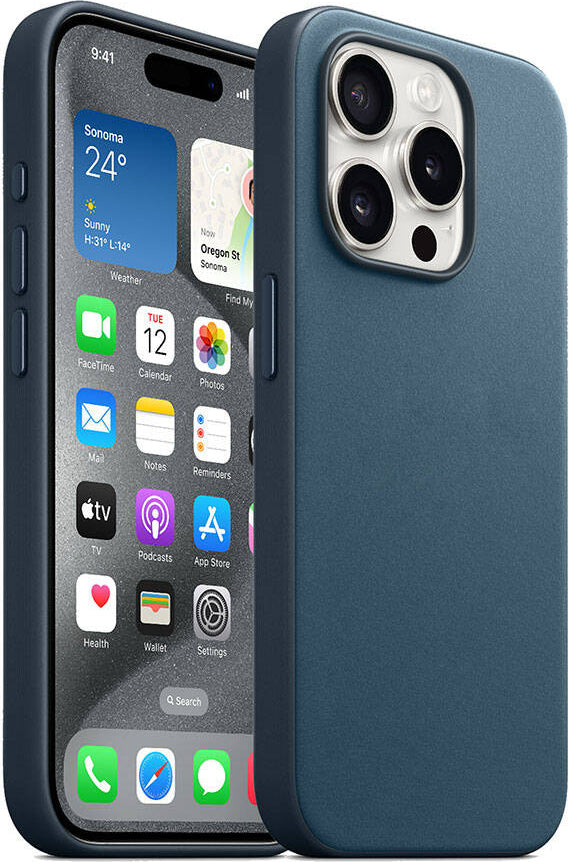 Apple iPhone 15 Pro Max Kılıf Mnc Magsafe Şarj Özellikli Mikro Fiber Optimal Kapak-Mavi