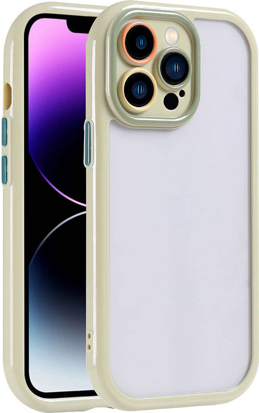 Apple iPhone 14 Pro Max Kılıf Kamera Korumalı Renkli Kenar ve Çerçeve Tasarımlı Mnc Vitamin Kapak-Yeşil