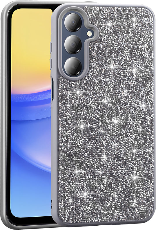 Galaxy A16 Kılıf Parlak Taşlı Tasarım Mnc Pırlanta Kapak - Gold