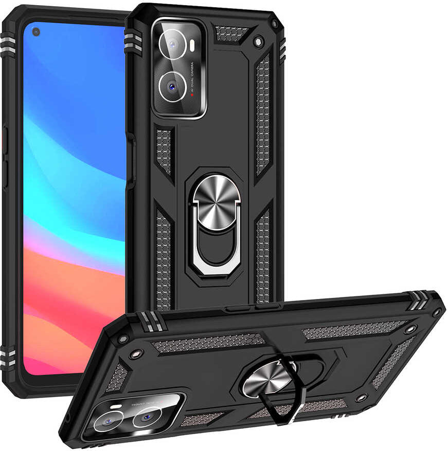 Oppo A76 Kılıf Mnc Vega Kapak-Siyah