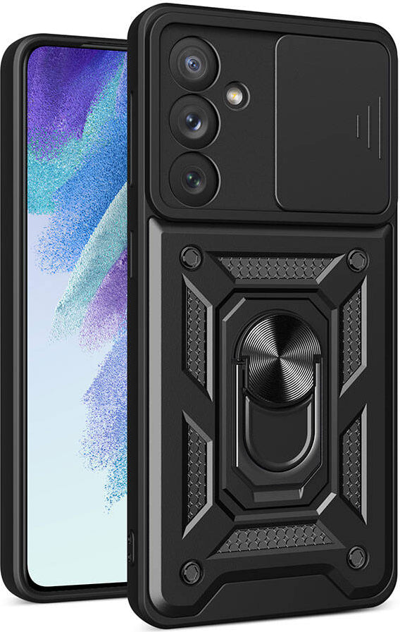 Galaxy A54 Kılıf Magnetik Standlı Kamera Korumalı Mnc Sürgülü Vega Kapak-Siyah