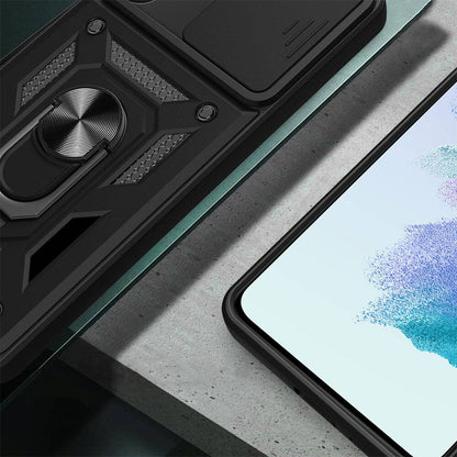 Galaxy A54 Kılıf Magnetik Standlı Kamera Korumalı Mnc Sürgülü Vega Kapak-Siyah