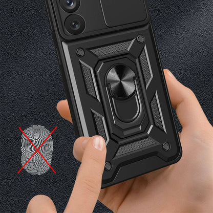 Galaxy A54 Kılıf Magnetik Standlı Kamera Korumalı Mnc Sürgülü Vega Kapak-Siyah