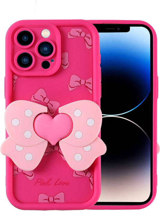 Apple iPhone 14 Pro Kılıf Kamera Korumalı Figür Tasarımlı Mnc Kapya Kapak-Pembe Koyu