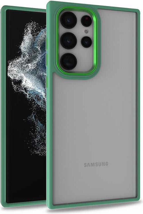 Galaxy S22 Ultra Kılıf Mnc Flora Kapak-Yeşil