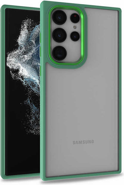 Galaxy S22 Ultra Kılıf Mnc Flora Kapak-Yeşil
