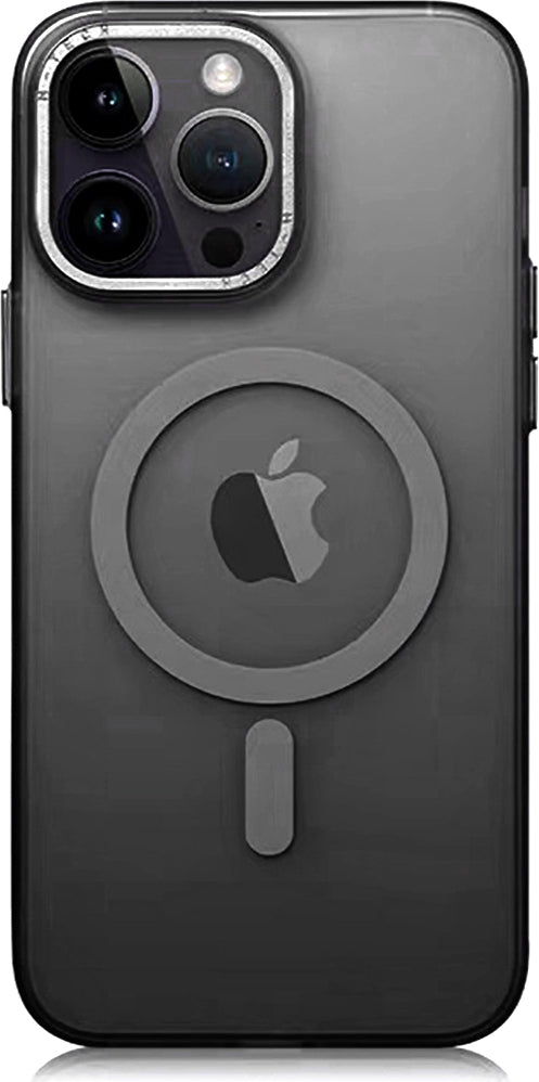 iPhone 14 Pro Max Uyumlu Magsafe Şarj Özellikli Buzlu Sert Pc Mnc Tuval Kapak-Siyah