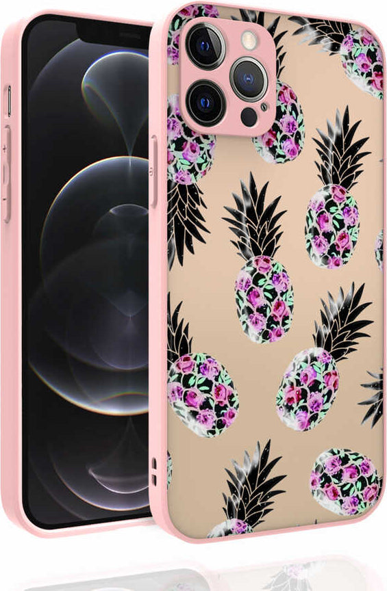 iPhone 12 Pro Kılıf Desenli Kamera Korumalı Parlak Mnc Nora Kapak-No1