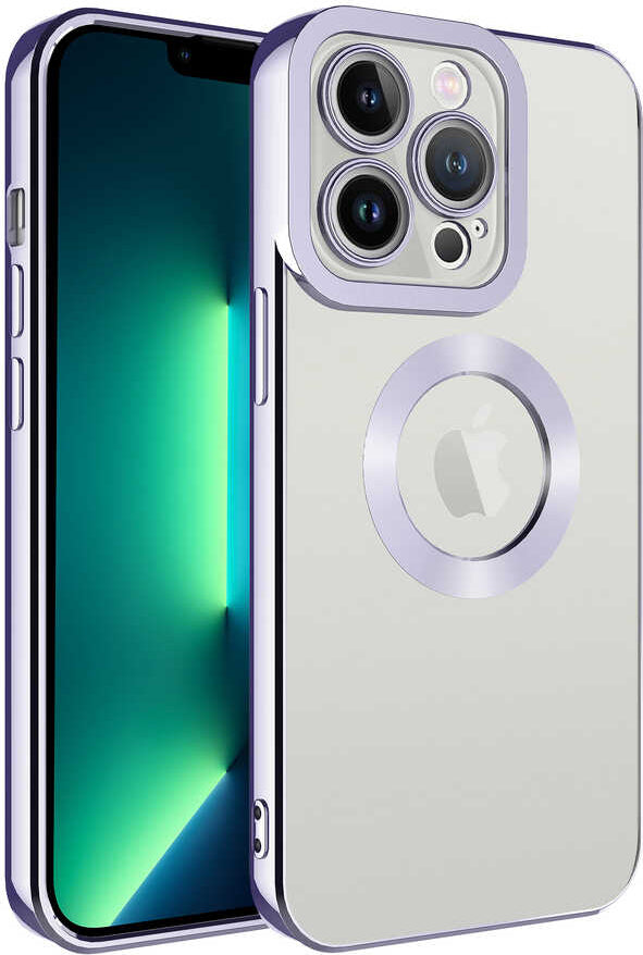 iPhone 12 Pro Kılıf Kamera Korumalı Logo Gösteren Mnc Omega Kapak-Lila
