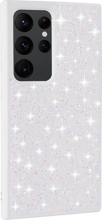 Galaxy S24 Ultra Kılıf Parlak Taşlı Tasarım Mnc Pırlanta Kapak-Beyaz