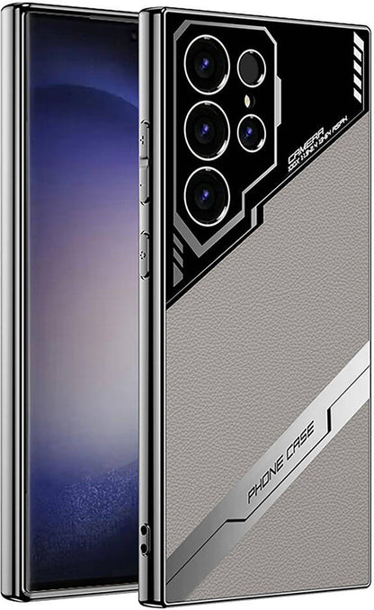 Galaxy S23 Ultra Kılıf Kamera Korumalı Suni Deri Tasarım Mnc Yeni Seri Procase Kapak-Titanyum-Gri
