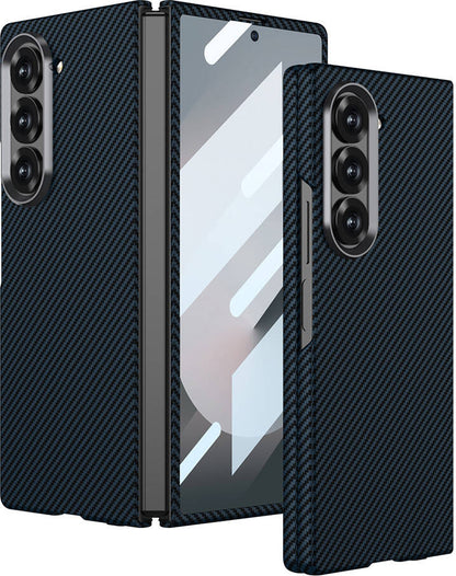 Galaxy Z Fold 6 Kılıf Kamera Korumalı Karbon Fiber Tasarımlı Arka Yüzey Mnc Kıpta Karbon Kapak-Laci