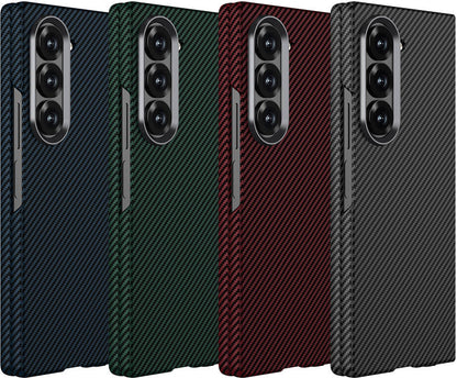 Galaxy Z Fold 6 Kılıf Kamera Korumalı Karbon Fiber Tasarımlı Arka Yüzey Mnc Kıpta Karbon Kapak-Laci