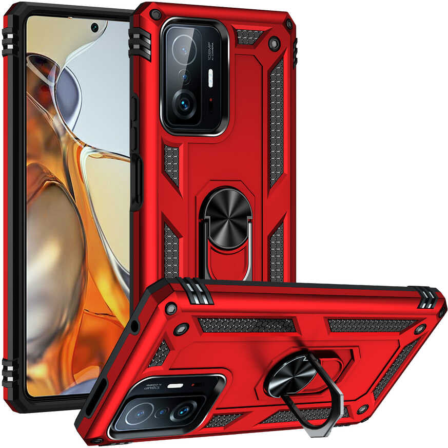 Xiaomi Mi 11T 5g Kılıf Mnc Vega Kapak-Kırmızı