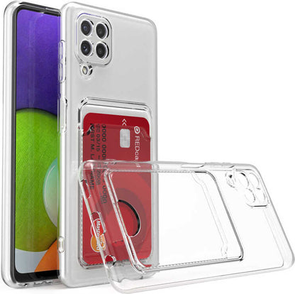 Galaxy M22 Kılıf Kartlıklı Şeffaf Mnc Setra Clear Silikon Kapak-Renksiz