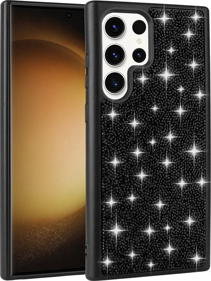 Galaxy S25 Ultra Kılıf Parlak Taşlı Tasarım Mnc Pırlanta Kapak - Siyah