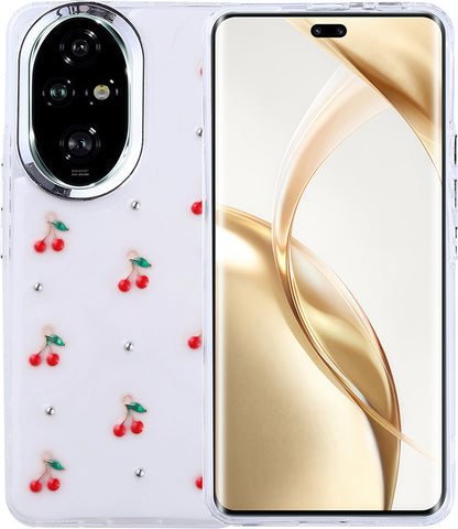 Honor 200 Pro Kılıf Airbag Tasarımlı Simli Şeffaf Mnc Kutup Kapak - Kiraz