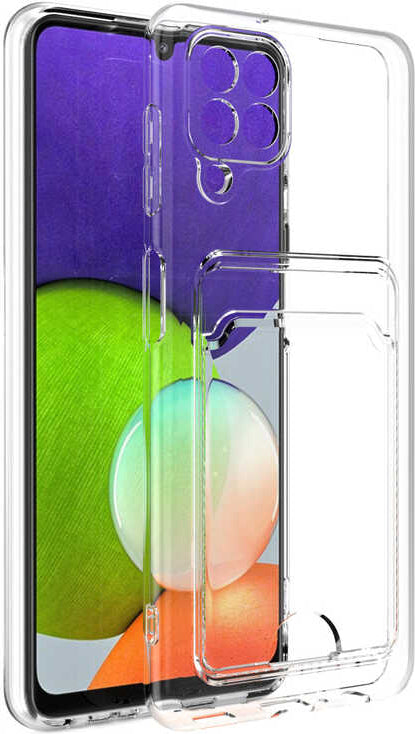 Galaxy M12 Kılıf Kartlıklı Şeffaf Mnc Setra Clear Silikon Kapak-Renksiz