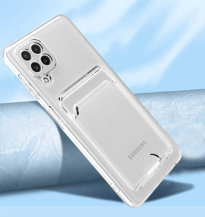 Galaxy M12 Kılıf Kartlıklı Şeffaf Mnc Setra Clear Silikon Kapak-Renksiz