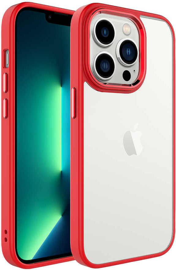 iPhone 14 Pro Kılıf Mnc Krom Kapak-Kırmızı