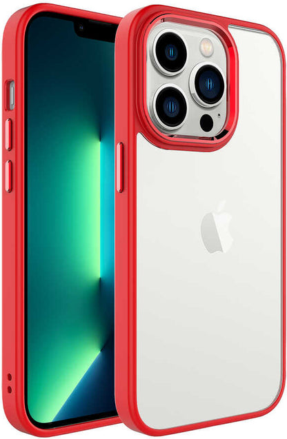 iPhone 14 Pro Kılıf Mnc Krom Kapak-Kırmızı