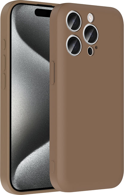 iPhone 15 Pro Max Kılıf Kamera Korumalı Kartlık Hazneli Mnc Vitra Kapak - Kahverengi