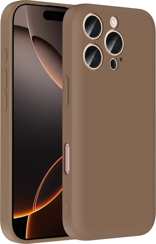 iPhone 16 Pro Kılıf Kamera Korumalı Kartlık Hazneli Mnc Vitra Kapak - Kahverengi