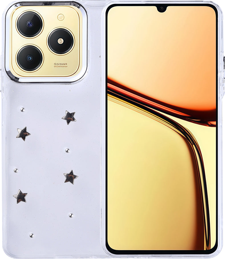Realme C61 Kılıf Airbag Tasarımlı Simli Şeffaf Mnc Kutup Kapak - Fiyonk