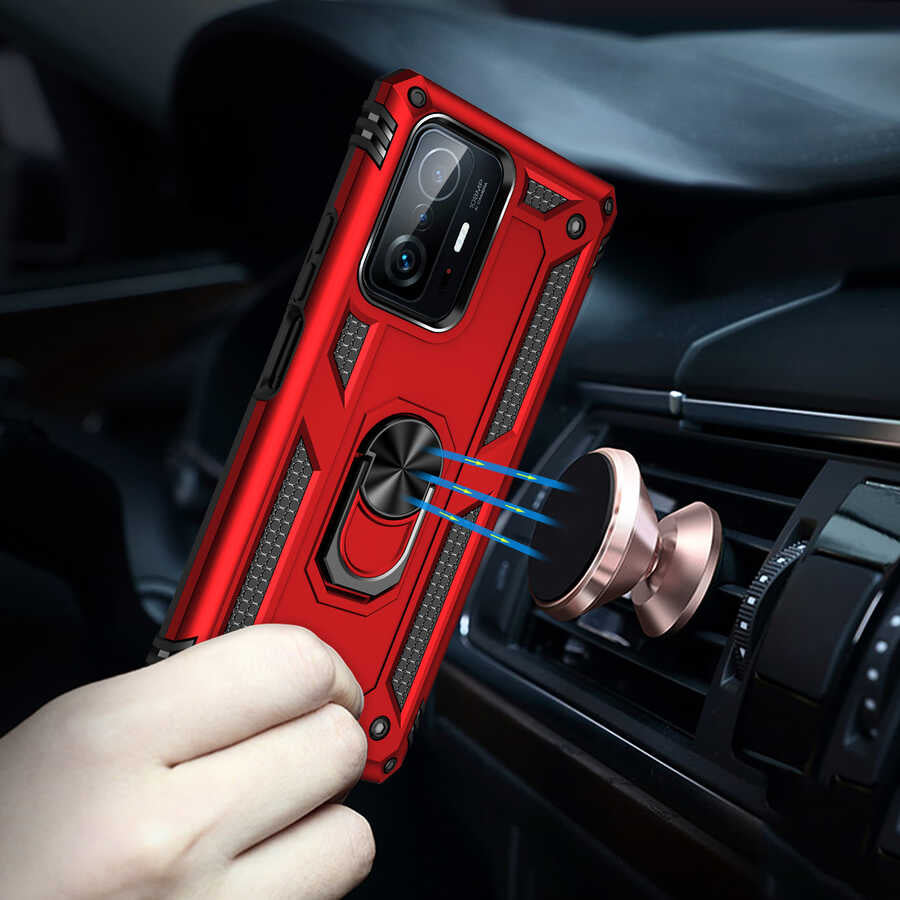 Xiaomi Mi 11T 5g Kılıf Mnc Vega Kapak-Kırmızı