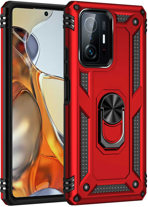 Xiaomi Mi 11T 5g Kılıf Mnc Vega Kapak-Kırmızı