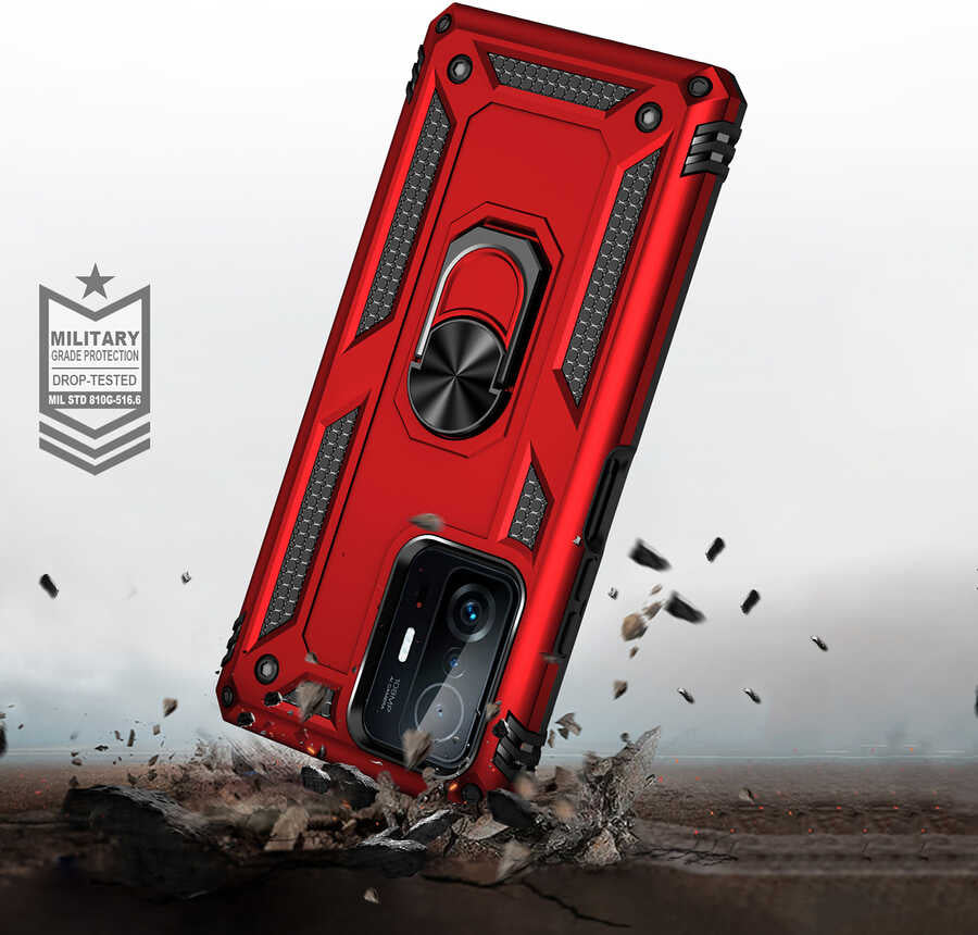 Xiaomi Mi 11T 5g Kılıf Mnc Vega Kapak-Kırmızı