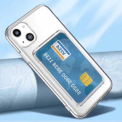 iPhone 14 Kılıf Kartlıklı Şeffaf Mnc Setra Clear Silikon Kapak-Renksiz