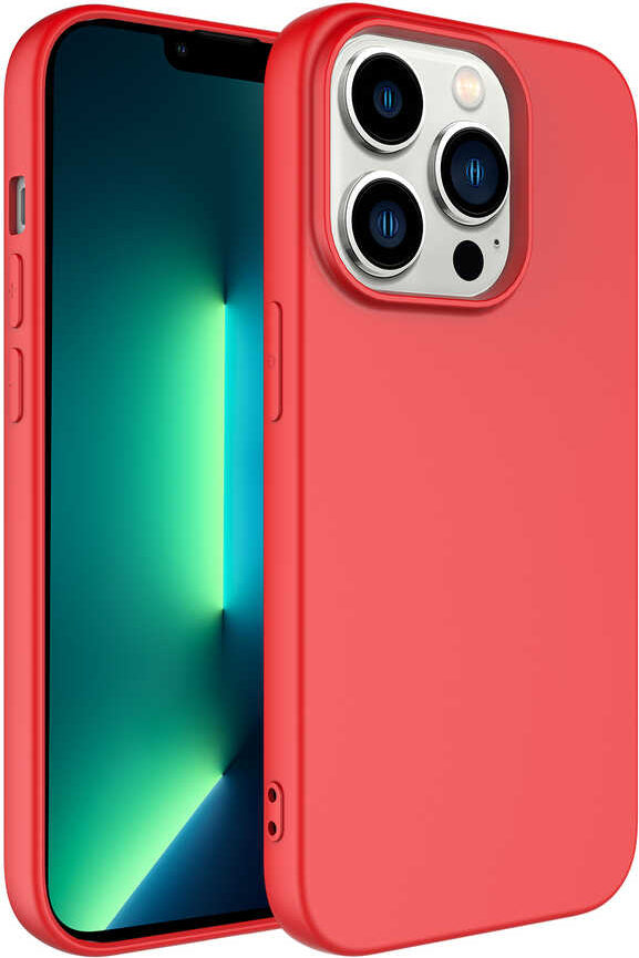 iPhone 14 Pro Max Uyumlu Mnc Kamera Korumalı Mara Laaakan Kapak-Kırmızı