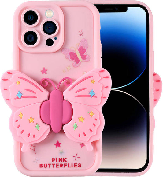 Apple iPhone 14 Pro Kılıf Kamera Korumalı Figür Tasarımlı Mnc Kapya Kapak-Pembe Açık