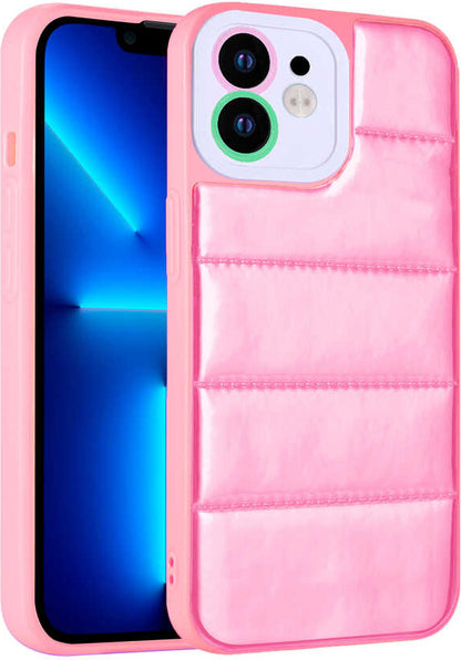 iPhone 12 Uyumlu Kamera Korumalı Airbagli Renkli Mnc Seksek Kapak-Pembe