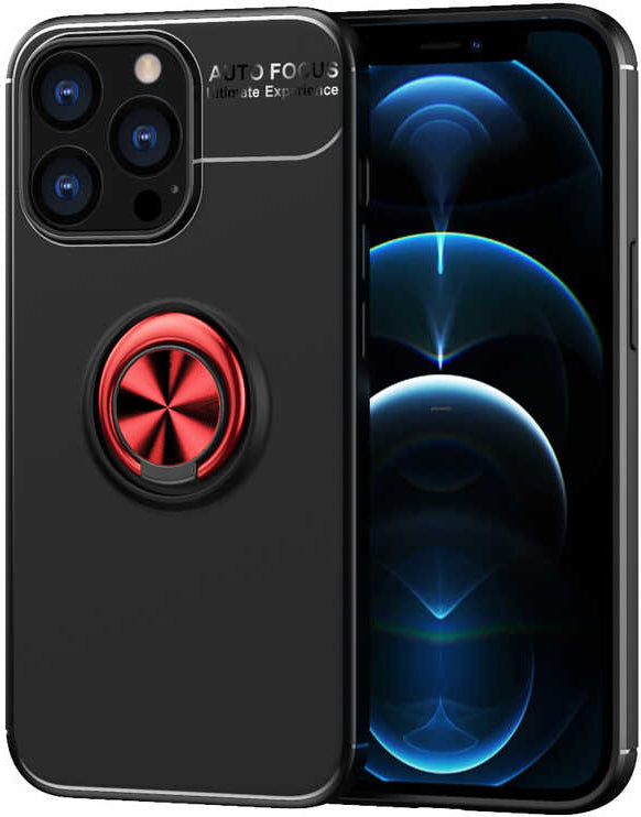 iPhone 13 Pro Uyumlu Mnc Ravel Silikon Kapak-Siyah-Kırmızı