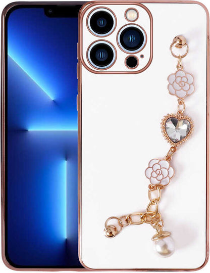iPhone 13 Pro Max Kılıf El Tutamaçlı Kamera Korumalı Mnc Taka Silikon Kapak-Beyaz