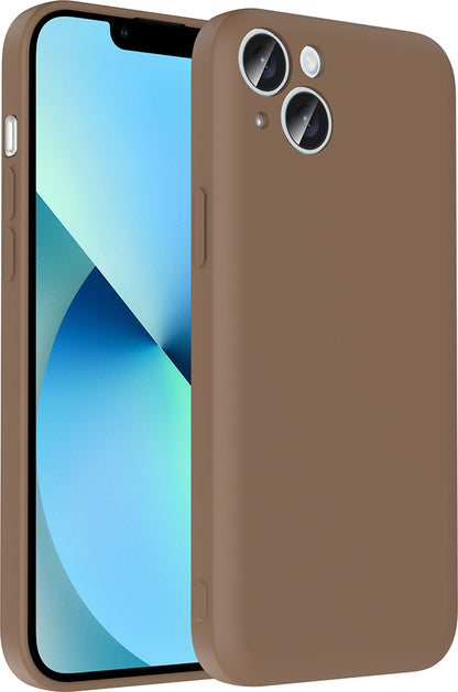 iPhone 13 Kılıf Kamera Korumalı Kartlık Hazneli Mnc Vitra Kapak - Kahverengi