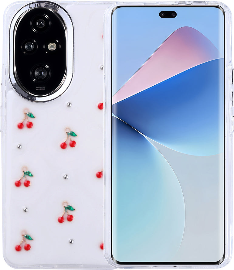 Honor 200 Kılıf Airbag Tasarımlı Simli Şeffaf Mnc Kutup Kapak - Kiraz