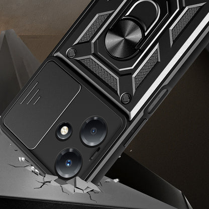 Infinix Hot 30 Play Kılıf Magnetik Standlı Kamera Korumalı Mnc Sürgülü Vega Kapak - Siyah