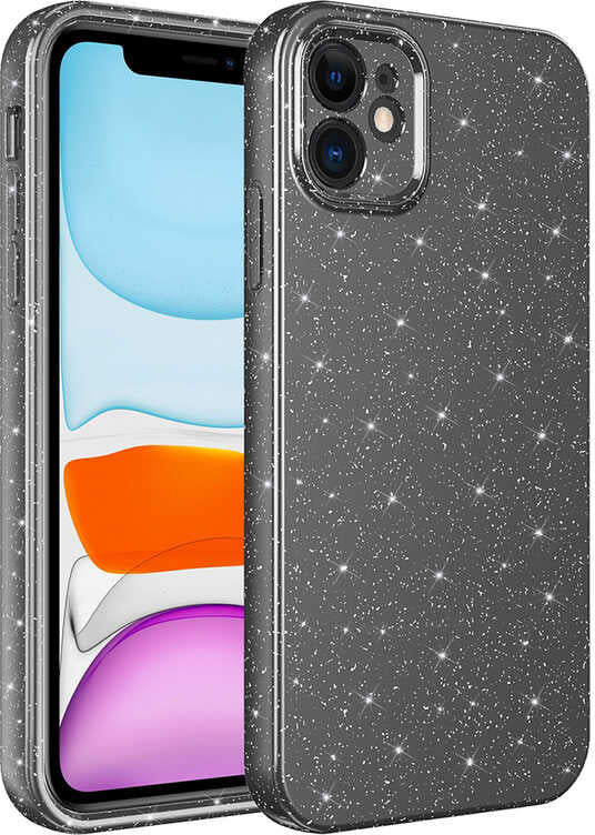 iPhone 11 Uyumlu Kamera Korumalı Simli Lüks Mnc Koton Kapak-Gri