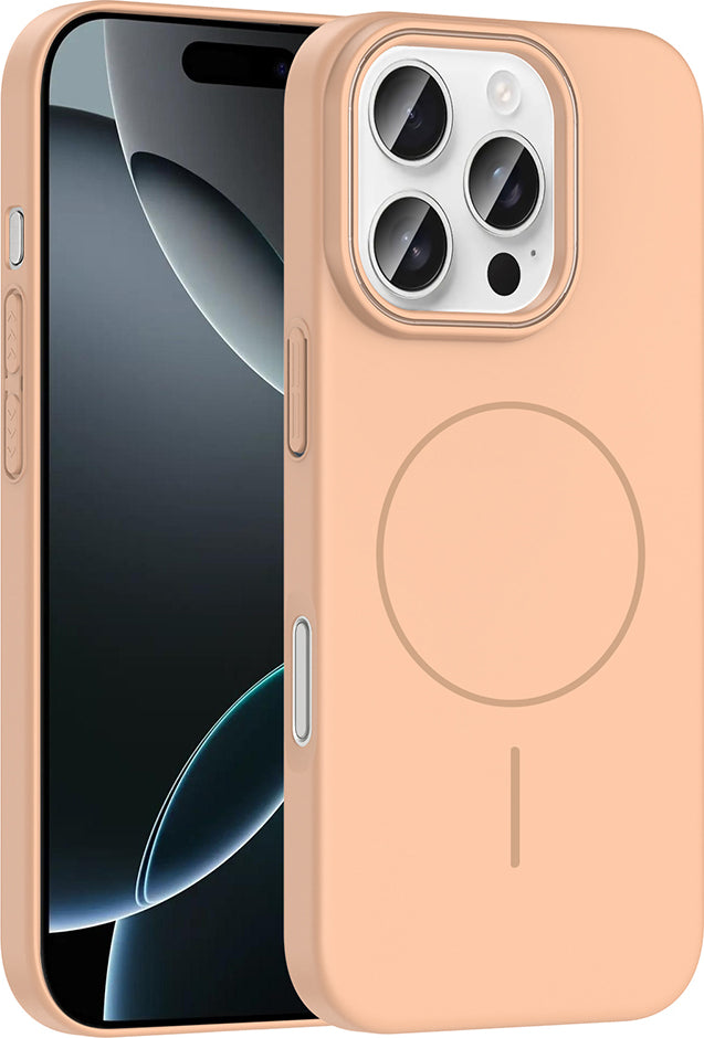 iPhone 16 Pro Kılıf Magsafe Şarj Özellikli Mnc Ruby Silikon Kapak - Desert Titanyum